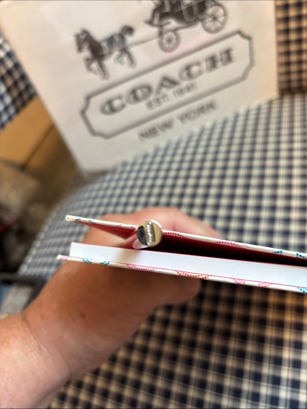 Coach Multicolor Signature Circle Journal with Pink Trim and Coach branded pen - Picture 6 of 7